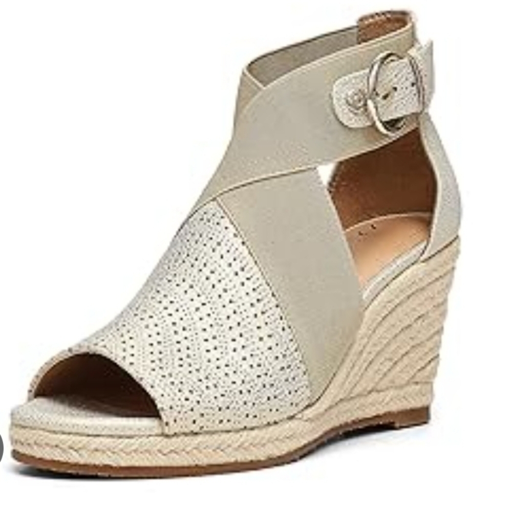 NYDJ Women's Charismasa Tan Wedge Sandals Espadrille Shoes Sz 7M